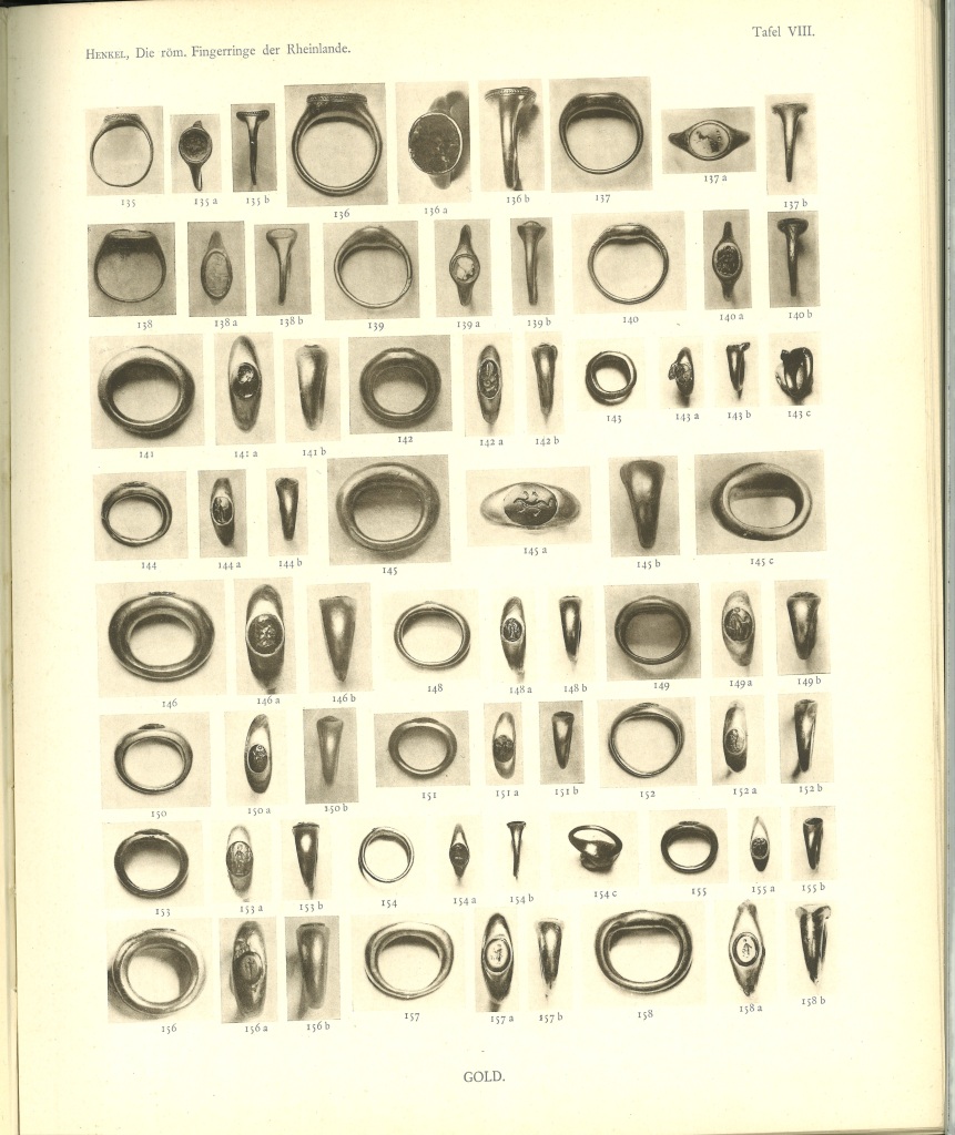photographs of a series of rings, labelled with numbers